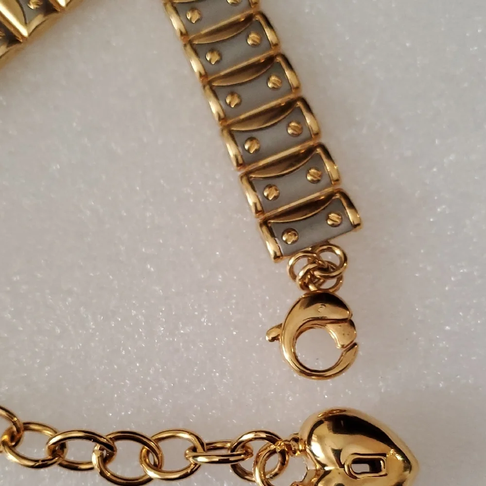 Gold and Gray Heart Charm Metal Belt Total Length 39